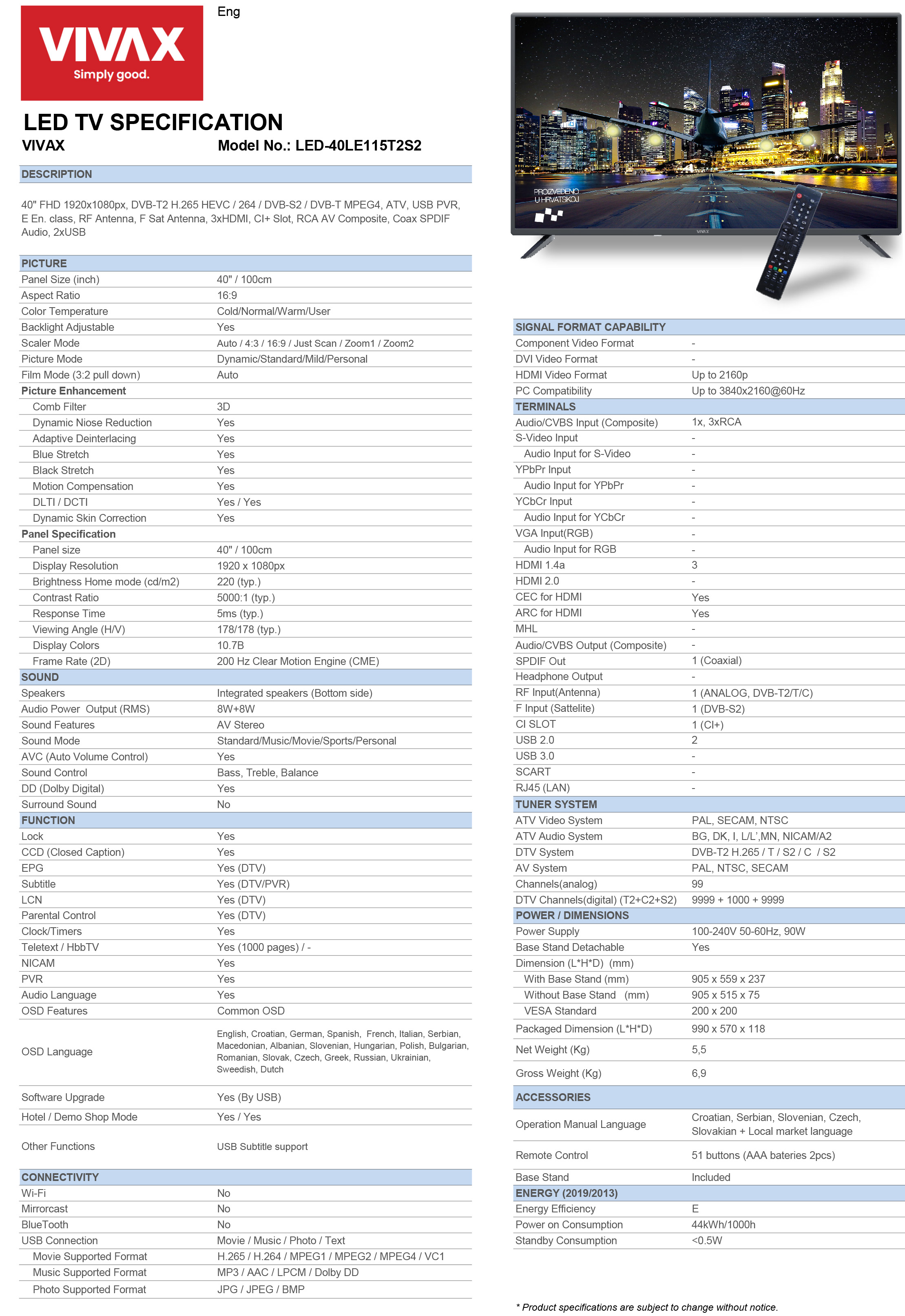 TV-40LE115T2S2