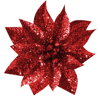 Kvet GlitterPoinsettia so štipcom, červený 9x8cm Kvet GlitterPoinsettia so štipcom, červený 9x8cm