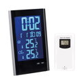 Solight TE85 meteostanice, LCD s voliteľnou farbou podsvietenia, vnútorná/vonkajšia teplota, RCC, čierna / strieborná