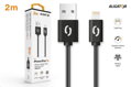 Aligator dátový a nabíjací kábel, konektor Lightning, 2A, 2m, čierna
