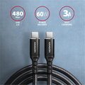 AXAGON BUCM-CM20AB, HQ kábel USB-C   USB-C, 2m, USB 2.0, PD 60W 3A, ALU, oplet, čierny