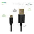 Obojstranný USB dátový kábel FIXED TO micro USB s konektorom microUSB, 1m, čierny