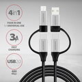 AXAGON BUCMM-CAM10, 4in1 kábel USB-C/Micro USB <-> USB-C/USB-A, 1m, 3A, PD 60W