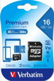 VERBATIM Premium U1 Micro SecureDigital SDHC/SDXC 16GB + SD Adaptér