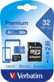 VERBATIM Premium U1 Micro SecureDigital SDHC/SDXC 32GB + SD Adaptér