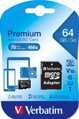 VERBATIM Premium U1 Micro SecureDigital SDHC/SDXC 64GB + SD Adaptér