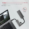 AXAGON HMC-4G2 USB-C 3.2 Gen 2 10 Gbps hub w. 2x USB-A + 2x USB-C, 13cm USB-C cable