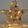Solight 1V240 vianočná hviezda glitter, zlatá, kovová, 14x LED, 2x AA