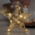 Solight 1V240 vianočná hviezda glitter, zlatá, kovová, 14x LED, 2x AA