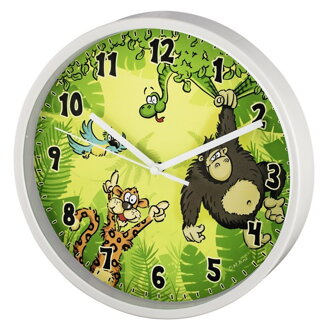 Hama Jungle detské nástenné hodiny, priemer 22,5 cm, tichý chod 186376