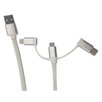 GEMBIRD Prepojovací kábel USB 2.0 samec/Micro USB 2.0 + APPLE Lightning + USB Type C 1m White CC-USB2-AMLM32-1M-W