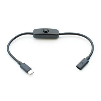 USB-C - USB-C kábel s vypínačom pre Raspberry Pi 4B, 27cm, čierny