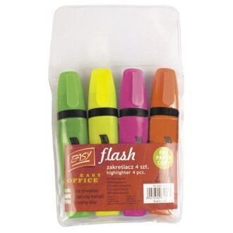 FLASH-zvýrazňovač, mix 4 farby (zelená, oranžová, žltá, ružová)