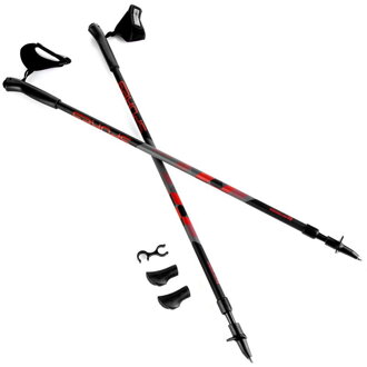 ZIGZAG II Hole Nordic Walking 2-dielne teleskopické čierno-červené, anti-shock