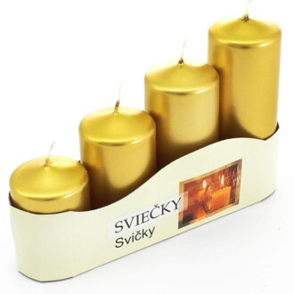 Adventné sviečky postupné 50/4 metalické zlaté