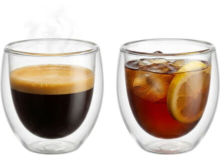 Pohár MagicHome Lungo na kávu/čaj, termo s dvojitou stenou, 170 ml, bal. 2 ks