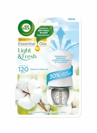 Air Wick Electric osviežovač komplet Svieža bavlna 19 ml