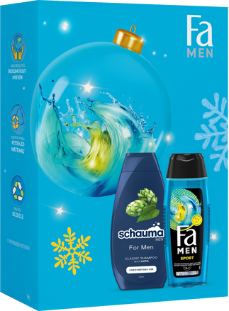 FA men darčeková kazeta FA sprchový gél na telo a vlasy Sport 250ml + Shauma posilňujúci šampón Men