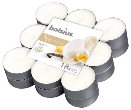 Čajové sviečky bolsius Tealight True Scents, vanilka, bal.18 ks