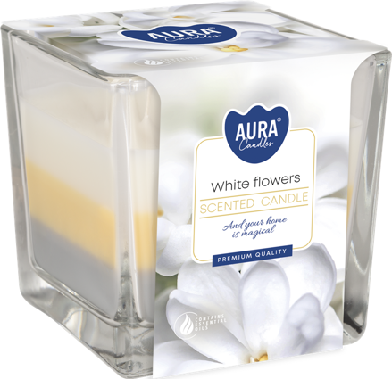 BISPOL sviečka sklo 170g White Flowers