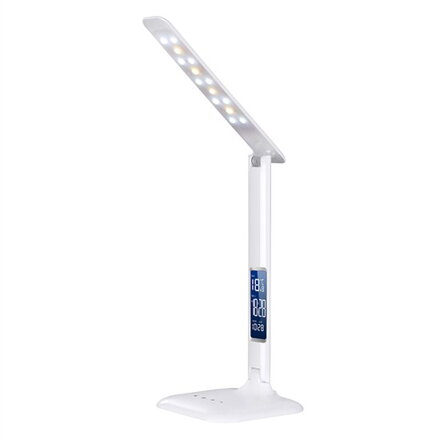 Solight WO43 LED stmievateľná stolná lampička s displejom, 6W, voľba teploty svetla, biely lesk