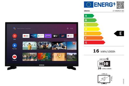 Orava LT-ANDR24 A01 24" HD Ready Android Smart LED televízor s WiFi