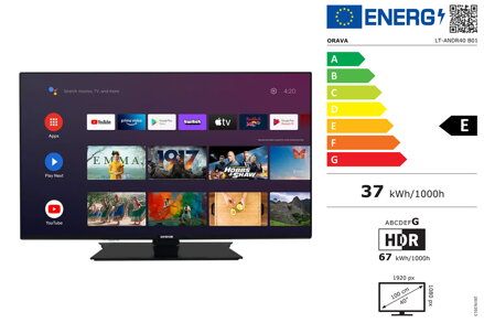 Orava LT-ANDR40 B01 40" FULL HD Android Smart LED televízor s WiFi