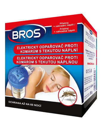 Bros Elektrický odparovač proti komárom s tekutou náplňou + náhradná náplň