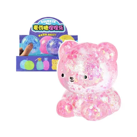 Stláčací trblietavý medvedík