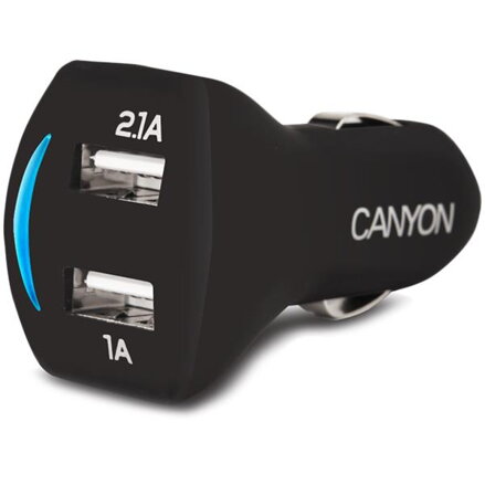 Canyon CNE-CCA22SB duálna USB auto-nabíjačka, 2.1A, čierna