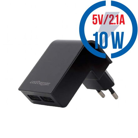 GEMBIRD 2x USB, 10W, max. 2,1A, Nabíjačka čierna EG-U2C2A-02