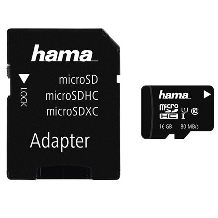 Hama microSDHC 16 GB Class 10 UHS-I 80 MB/s + Adapter/Mobile