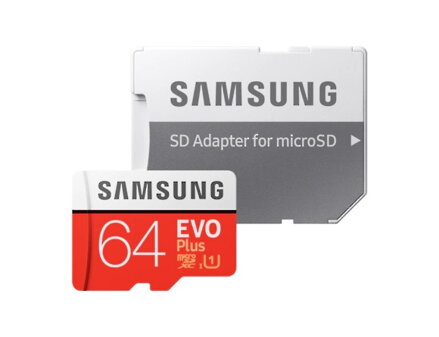 SAMSUNG Micro SDHC EVO+ 64GB Class 10 UHS-I s adaptérom