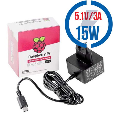 RASPBERRY USB adaptér pre Raspberry Pi 4B 5,1V/3A čierny OFI045