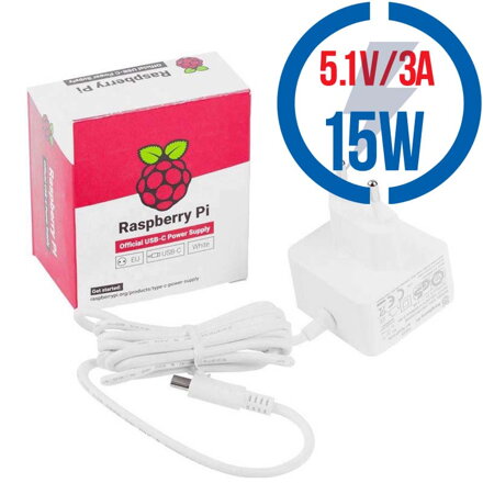 RASPBERRY USB adaptér pre Raspberry Pi 4B 5,1V/3A biely OFI046