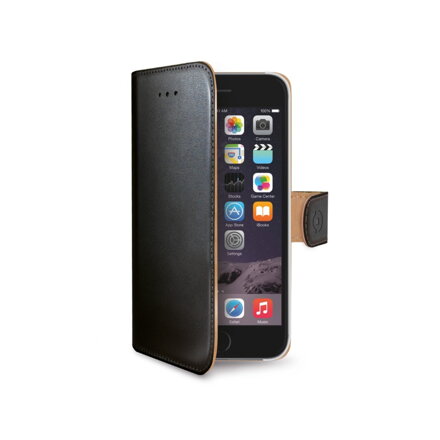 Púzdro typu kniha CELLY Wally pre Apple iPhone 6/6S, PU koža, čierne
