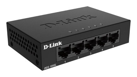 D-Link DGS-105GL Kovový 5-portový Gigabit stolný switch