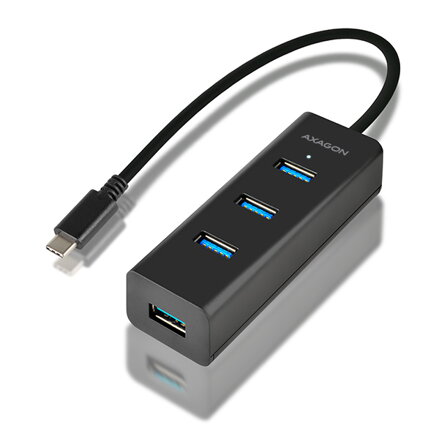 AXAGON HUE-S2C, Type-C 4x USB3.0 CHARGING hub, microUSB nap. konektor