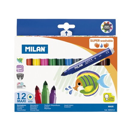 Fixy MILAN guľaté 7,5 mm MAXI - sada 12 ks