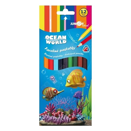 Pastelky Ocean World trojhrané 12 ks