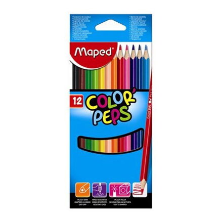 Pastelky trojhranné MAPED "COLOR`PEPS", 12 ks