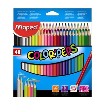 Pastelky trojhranné MAPED "COLOR`PEPS", 48 ks