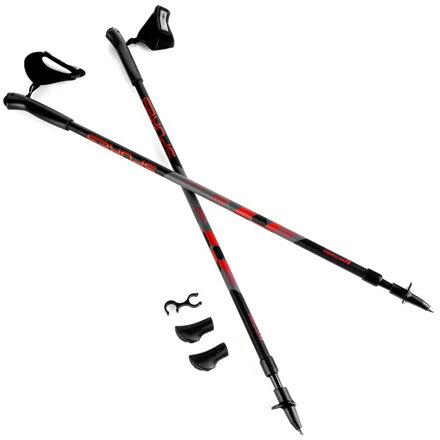 ZIGZAG II Hole Nordic Walking 2-dielne teleskopické čierno-červené, anti-shock