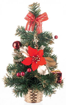 Stromček MagicHome Vianoce, ozdobený, červený, 30 cm