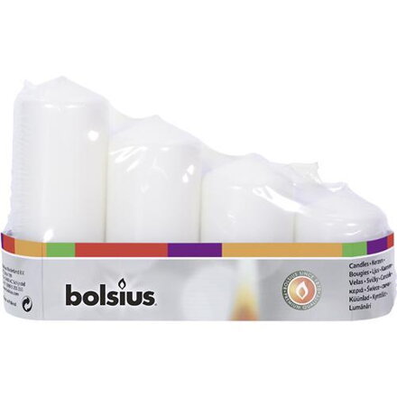 Sviečky bolsius Pillar Advent, biele 48 mm, bal. 4 ks 