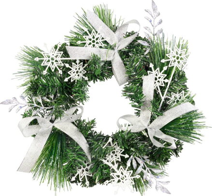 Veniec MagicHome Vianoce, prírodný, s mašľami, 35 cm