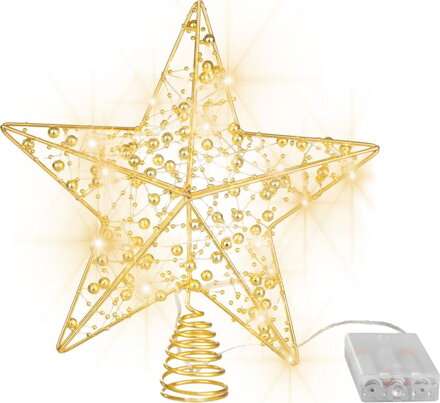 Hviezda MagicHome Vianoce, plast, časovač, 10xLED teplá biela, 25 cm, 2xAA