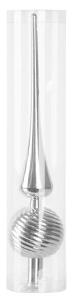 Ozdoba MagicHome Vianoce, 1 ks, 28 cm, špic, strieborný, na vianočný stromček