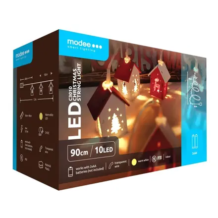 Modee Lighting LED dekorácia 10 LED 90cm domček 2xAA batérie