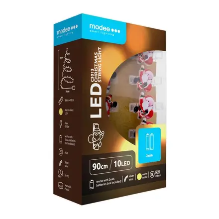 Modee Lighting LED dekorácia 10 LED 90cm štipce mikuláš 2xAA batérie